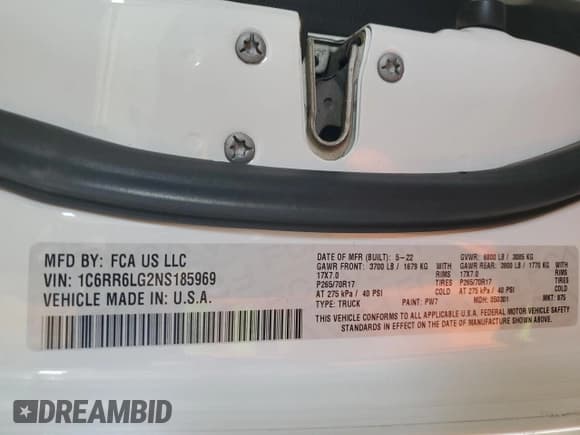 ✅ 2022 Ram 1500 SLT • VIN: 1C6RR6LG2NS185969 • Лот: 63659275. Опубликован ранее на Copart с пробегом 66 995 миль. Бесплатный доступ к архиву аукционных продаж из США и подробный отчёт об истории автомобиля на DreamBid. Изображение 12.