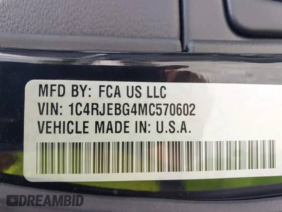 2021 Jeep Grand Cherokee 80th Anniversary with VIN 1C4RJEBG4MC570602, listed as a IAAI auction lot 42837515 with 40,796 mi miles and . Bid and sale history available at DreamBid. Image 9.