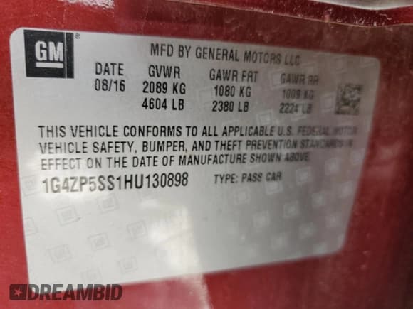 ✅ 2017 Buick LaCrosse Essence • VIN: 1G4ZP5SS1HU130898 • Lot: 61909695. Wystawiony na Copart z przebiegiem 111 025 mil. Bezpłatny archiwum sprzedaży aukcyjnych z USA i szczegółowy raport historii pojazdu na DreamBid. Zdjęcie 12.