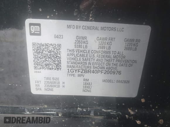 ✅ 2023 Cadillac XT4 AWD Luxury • VIN: 1GYFZBR40PF200976 • Lot: 39503922. Listed on IAAI with 9,403 mi. Free auction sales archive from the USA and detailed vehicle history report at DreamBid. Image 9.