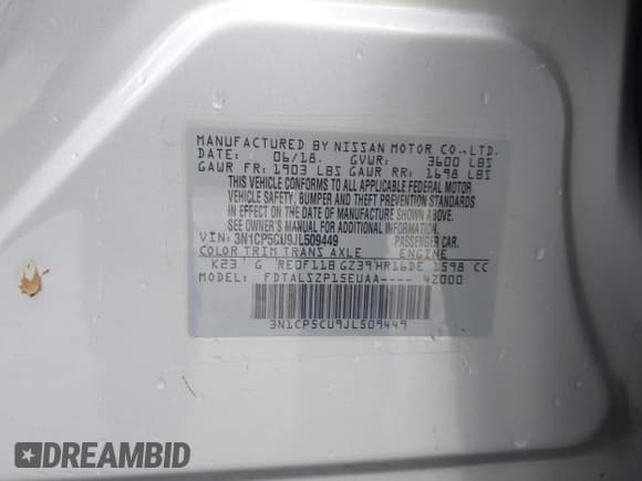 ✅ 2018 Nissan Kicks SR • VIN: 3N1CP5CU9JL509449 • Lot: 42920081. Wystawiony na IAAI z przebiegiem 89 442 mil. Bezpłatny archiwum sprzedaży aukcyjnych z USA i szczegółowy raport historii pojazdu na DreamBid. Zdjęcie 9.