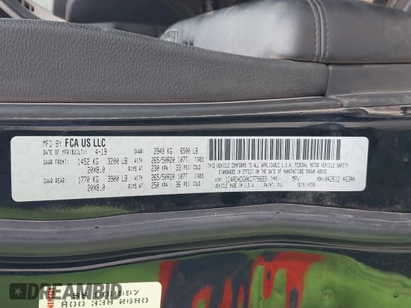 ✅ 2019 Dodge Durango GT Plus • VIN: 1C4RDHDG0KC779693 • Lot: 41634434. Listed on IAAI with 122,104 mi. Free auction sales archive from the USA and detailed vehicle history report at DreamBid. Image 9.