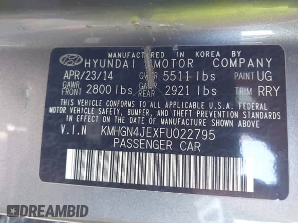 2015 Hyundai Genesis 3.8L z VIN KMHGN4JEXFU022795, wystawiony jako IAAI lot #43170791 z przebiegiem 128 649 mil mil oraz . Historia ofert i sprzedaży dostępna na DreamBid. Obrazek 9.