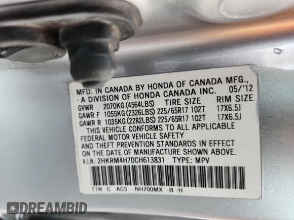 ✅ 2012 Honda CR-V EX-L • VIN: 2HKRM4H70CH613831 • Lot: 89671445. Listed on Copart with 80,535 mi. Free auction sales archive from the USA and detailed vehicle history report at DreamBid. Image 13.