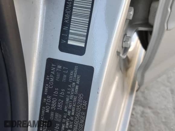 2006 Hyundai Elantra GLS с VIN KMHDN46D56U352895, выставлен на аукционе Copart как лот 86025714 с пробегом 104 004 миль миль и На запчасти • Non repairable. История ставок и продаж доступна на DreamBid. Изображение 12.