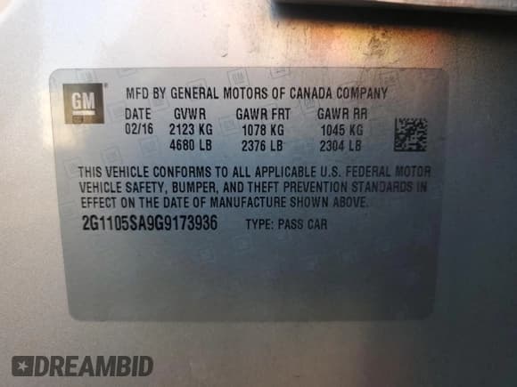 ✅ 2016 Chevrolet Impala LT • VIN: 2G1105SA9G9173936 • Lot: 89866975. Wystawiony na Copart z przebiegiem 120 401 mil. Bezpłatny archiwum sprzedaży aukcyjnych z USA i szczegółowy raport historii pojazdu na DreamBid. Zdjęcie 13.