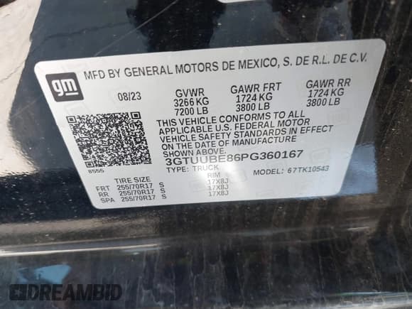 ✅ 2023 GMC Sierra 1500 • VIN: 3GTUUBE86PG360167 • Lot: 41036667. Listed on IAAI with 19,983 mi. Free auction sales archive from the USA and detailed vehicle history report at DreamBid. Image 9.