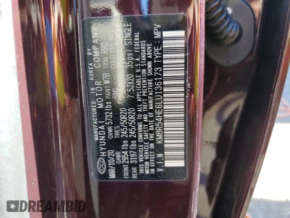 ✅ 2020 Hyundai Palisade Limited • VIN: KM8R54HE6LU136173 • Lot: 86171634. Wystawiony na Copart z przebiegiem 40 837 mil. Bezpłatny archiwum sprzedaży aukcyjnych z USA i szczegółowy raport historii pojazdu na DreamBid. Zdjęcie 14.