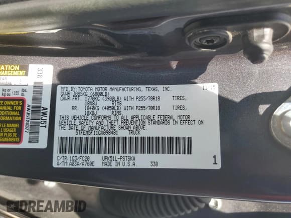 ✅ 2016 Toyota Tundra SR5 • VIN: 5TFEM5F11GX098481 • Лот: 58355615. Опубликован ранее на Copart с пробегом 134 077 миль. Бесплатный доступ к архиву аукционных продаж из США и подробный отчёт об истории автомобиля на DreamBid. Изображение 13.