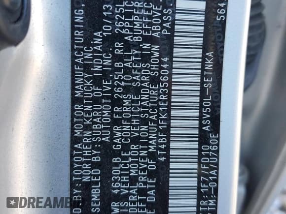 ✅ 2014 Toyota Camry LE • VIN: 4T4BF1FK1ER356044 • Лот: 92045465. Опубликован ранее на Copart с пробегом 215 488 миль. Бесплатный доступ к архиву аукционных продаж из США и подробный отчёт об истории автомобиля на DreamBid. Изображение 12.