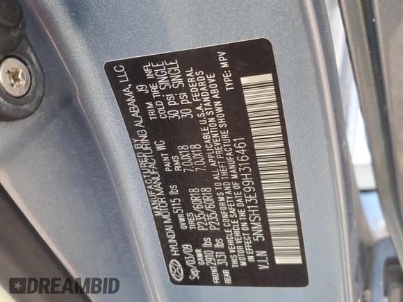 ✅ 2009 Hyundai Santa Fe Limited • VIN: 5NMSH13E99H316461 • Lot: 78683824. Listed on Copart with 149,241 mi. Free auction sales archive from the USA and detailed vehicle history report at DreamBid. Image 13.