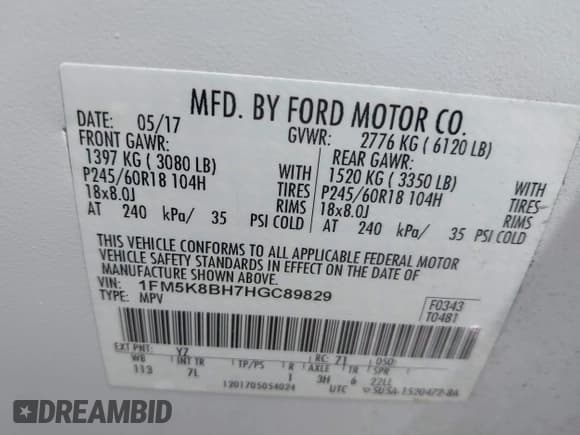 ✅ 2017 Ford Explorer • VIN: 1FM5K8BH7HGC89829 • Лот: 42100539. Опубликован ранее на IAAI с пробегом 94 567 миль. Бесплатный доступ к архиву аукционных продаж из США и подробный отчёт об истории автомобиля на DreamBid. Изображение 9.