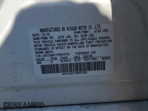 ✅ 2015 Infiniti Q40 • VIN: JN1CV6AP1FM503702 • Lot: 70310475. Wystawiony na Copart z przebiegiem 120 942 mil. Bezpłatny archiwum sprzedaży aukcyjnych z USA i szczegółowy raport historii pojazdu na DreamBid. Zdjęcie 13.