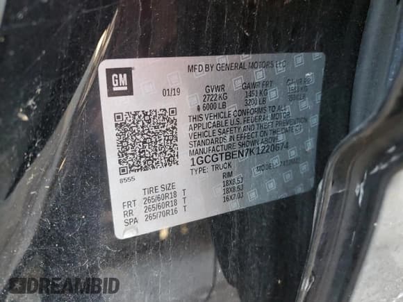 ✅ 2019 Chevrolet Colorado 4WD Work Truck • VIN: 1GCGTBEN7K1220674 • Lot: 90635675. Wystawiony na Copart z przebiegiem 170 302 mil. Bezpłatny archiwum sprzedaży aukcyjnych z USA i szczegółowy raport historii pojazdu na DreamBid. Zdjęcie 12.