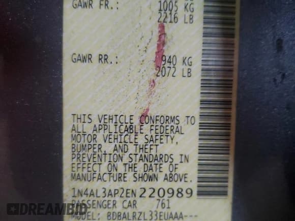 ✅ 2014 Nissan Altima S • VIN: 1N4AL3AP2EN220989 • Lot: 83783345. Wystawiony na Copart z przebiegiem 241 494 mil. Bezpłatny archiwum sprzedaży aukcyjnych z USA i szczegółowy raport historii pojazdu na DreamBid. Zdjęcie 12.