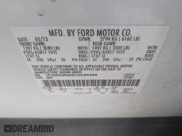 ✅ 2013 Ford Explorer • VIN: 1FM5K8B84DGC85389 • Lot: 42400527. Wystawiony na IAAI z przebiegiem 291 019 mil. Bezpłatny archiwum sprzedaży aukcyjnych z USA i szczegółowy raport historii pojazdu na DreamBid. Zdjęcie 9.