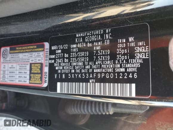 ✅ 2023 Kia Sportage SX-Prestige • VIN: 5XYK53AF9PG012246 • Lot: 92506345. Listed on Copart with 46,221 mi. Free auction sales archive from the USA and detailed vehicle history report at DreamBid. Image 13.