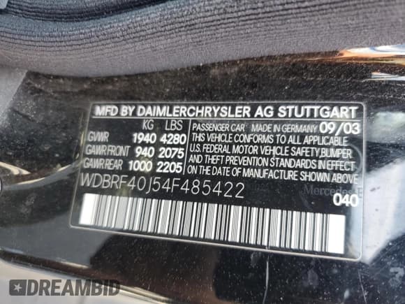 ✅ 2004 Mercedes-Benz C 230 Kompressor • VIN: WDBRF40J54F485422 • Lot: 63504255. Wystawiony na Copart z przebiegiem 148 849 mil. Bezpłatny archiwum sprzedaży aukcyjnych z USA i szczegółowy raport historii pojazdu na DreamBid. Zdjęcie 12.