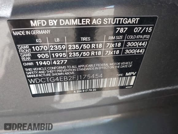 ✅ 2015 Mercedes-Benz GLA 250 • VIN: WDCTG4EB2FJ175454 • Lot: 42531752. Wystawiony na IAAI z przebiegiem 86 208 mil. Bezpłatny archiwum sprzedaży aukcyjnych z USA i szczegółowy raport historii pojazdu na DreamBid. Zdjęcie 9.