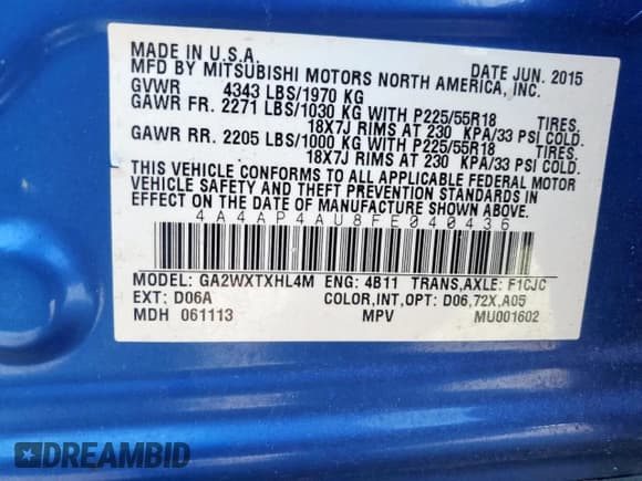 ✅ 2015 Mitsubishi Outlander SE • VIN: 4A4AP4AU8FE040436 • Lot: 86329915. Wystawiony na Copart z przebiegiem 145 757 mil. Bezpłatny archiwum sprzedaży aukcyjnych z USA i szczegółowy raport historii pojazdu na DreamBid. Zdjęcie 13.