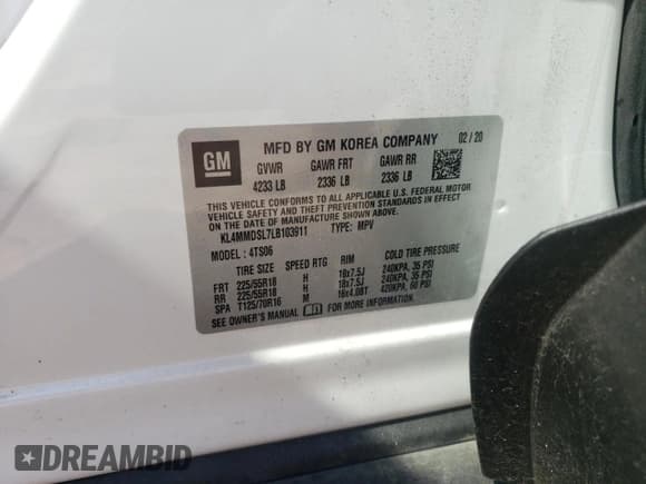 ✅ 2020 Buick Encore GX Select • VIN: KL4MMDSL7LB103911 • Лот: 64114855. Опубликован ранее на Copart с пробегом 77 100 миль. Бесплатный доступ к архиву аукционных продаж из США и подробный отчёт об истории автомобиля на DreamBid. Изображение 13.