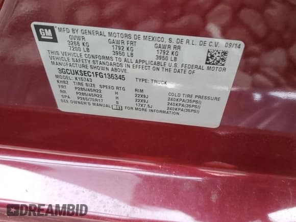 ✅ 2015 Chevrolet Silverado 1500 LTZ • VIN: 3GCUKSEC1FG136345 • Lot: 59372895. Wystawiony na Copart z przebiegiem Nie podano. Bezpłatny archiwum sprzedaży aukcyjnych z USA i szczegółowy raport historii pojazdu na DreamBid. Zdjęcie 12.