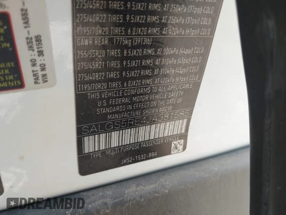 ✅ 2018 Land Rover Range Rover • VIN: SALGS5RE4JA381585 • Лот: 42348777. Опубликован ранее на IAAI с пробегом 76 529 миль. Бесплатный доступ к архиву аукционных продаж из США и подробный отчёт об истории автомобиля на DreamBid. Изображение 9.