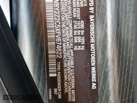 ✅ 2015 BMW i8 • VIN: WBY2Z2C5XFV674622 • Lot: 69686315. Wystawiony na Copart z przebiegiem 70 642 mil. Bezpłatny archiwum sprzedaży aukcyjnych z USA i szczegółowy raport historii pojazdu na DreamBid. Zdjęcie 12.