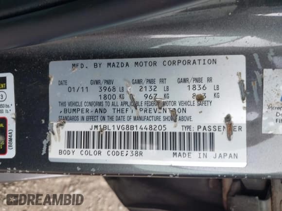 ✅ 2011 Mazda 3 i Touring • VIN: JM1BL1VG8B1448205 • Lot: 42696701. Wystawiony na IAAI z przebiegiem 99 832 mil. Bezpłatny archiwum sprzedaży aukcyjnych z USA i szczegółowy raport historii pojazdu na DreamBid. Zdjęcie 9.