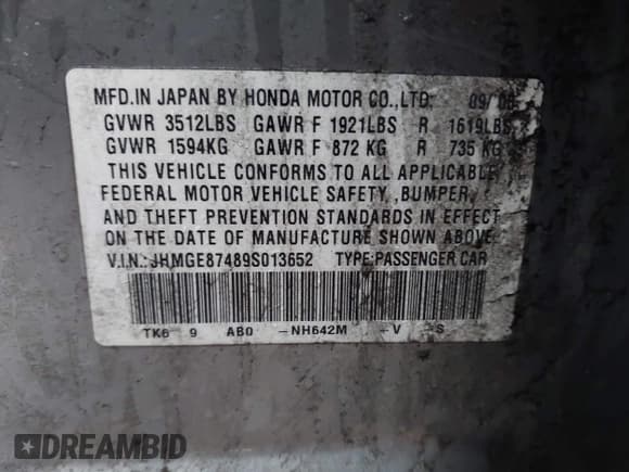 ✅ 2009 Honda Fit Sport • VIN: JHMGE87489S013652 • Lot: 43585614. Listed on IAAI with 136,013 mi. Free auction sales archive from the USA and detailed vehicle history report at DreamBid. Image 9.