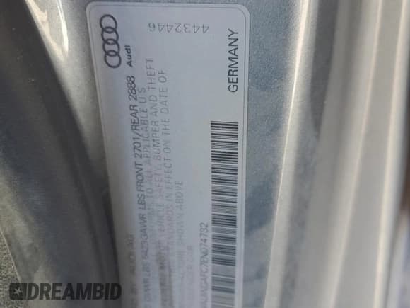 ✅ 2014 Audi A7 Premium Plus • VIN: WAUWGAFC7EN074732 • Лот: 84047255. Опубликован ранее на Copart с пробегом Не указан. Бесплатный доступ к архиву аукционных продаж из США и подробный отчёт об истории автомобиля на DreamBid. Изображение 13.