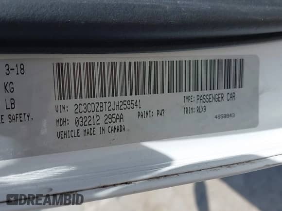 2018 Dodge Challenger R/T z VIN 2C3CDZBT2JH259541, wystawiony jako IAAI lot #42143798 z przebiegiem 90 510 mil mil oraz . Historia ofert i sprzedaży dostępna na DreamBid. Obrazek 9.