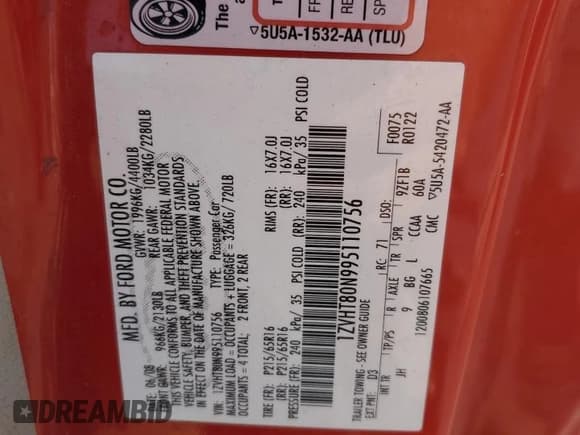 ✅ 2009 Ford Mustang • VIN: 1ZVHT80N995110756 • Лот: 82536285. Опубликован ранее на Copart с пробегом 212 874 миль. Бесплатный доступ к архиву аукционных продаж из США и подробный отчёт об истории автомобиля на DreamBid. Изображение 12.