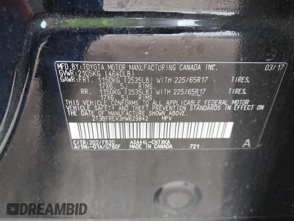 ✅ 2017 Toyota RAV4 LE • VIN: 2T3BFREV3HW629842 • Lot: 42134839. Wystawiony na IAAI z przebiegiem 90 062 mil. Bezpłatny archiwum sprzedaży aukcyjnych z USA i szczegółowy raport historii pojazdu na DreamBid. Zdjęcie 9.