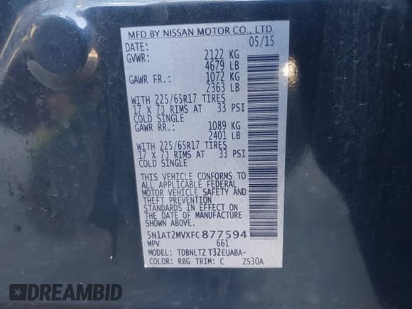 ✅ 2015 Nissan Rogue SV • VIN: 5N1AT2MVXFC877594 • Lot: 43691579. Wystawiony na IAAI z przebiegiem 142 264 mil. Bezpłatny archiwum sprzedaży aukcyjnych z USA i szczegółowy raport historii pojazdu na DreamBid. Zdjęcie 9.