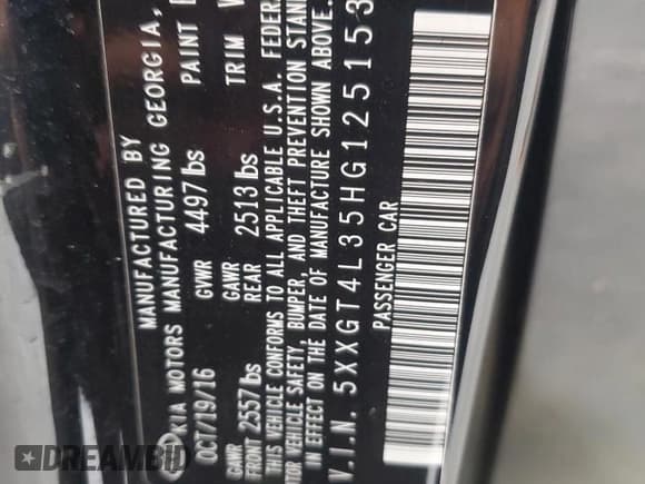 ✅ 2017 Kia Optima LX • VIN: 5XXGT4L35HG125153 • Lot: 89918235. Listed on Copart with 107,411 mi. Free auction sales archive from the USA and detailed vehicle history report at DreamBid. Image 12.