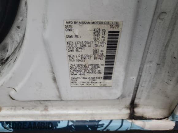 ✅ 2021 Nissan NV SV • VIN: 1N6AF0LY8MN800507 • Lot: 82896564. Listed on Copart with 58,295 mi. Free auction sales archive from the USA and detailed vehicle history report at DreamBid. Image 13.