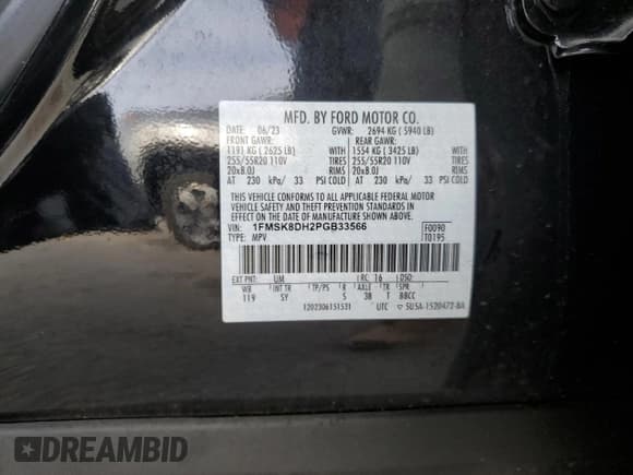 ✅ 2023 Ford Explorer XLT • VIN: 1FMSK8DH2PGB33566 • Лот: 89841865. Опубликован ранее на Copart с пробегом 36 717 миль. Бесплатный доступ к архиву аукционных продаж из США и подробный отчёт об истории автомобиля на DreamBid. Изображение 13.