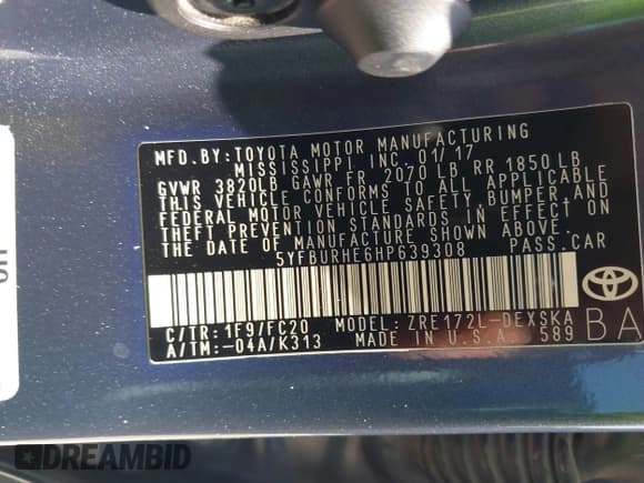 ✅ 2017 Toyota Corolla L • VIN: 5YFBURHE6HP639308 • Lot: 43062806. Wystawiony na IAAI z przebiegiem 143 719 mil. Bezpłatny archiwum sprzedaży aukcyjnych z USA i szczegółowy raport historii pojazdu na DreamBid. Zdjęcie 9.