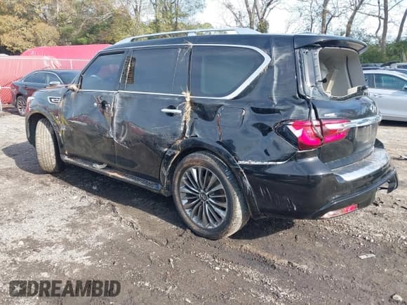 ✅ 2018 Infiniti QX80 • VIN: JN8AZ2NF8J9663076 • Lot: 40977387. Listed on IAAI with 115,395 mi. Free auction sales archive from the USA and detailed vehicle history report at DreamBid. Image 3.