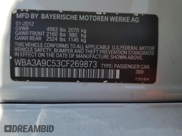 ✅ 2012 BMW 3 Series 335i • VIN: WBA3A9C53CF269873 • Лот: 64570775. Опубликован ранее на Copart с пробегом 136 518 миль. Бесплатный доступ к архиву аукционных продаж из США и подробный отчёт об истории автомобиля на DreamBid. Изображение 12.