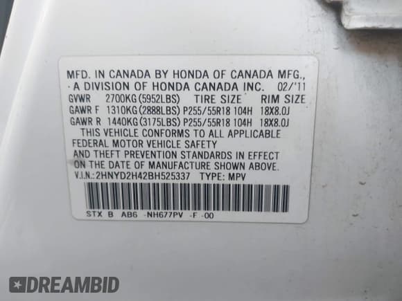 ✅ 2011 Acura MDX Technology • VIN: 2HNYD2H42BH525337 • Лот: 43635976. Опубликован ранее на IAAI с пробегом 181 952 миль. Бесплатный доступ к архиву аукционных продаж из США и подробный отчёт об истории автомобиля на DreamBid. Изображение 9.