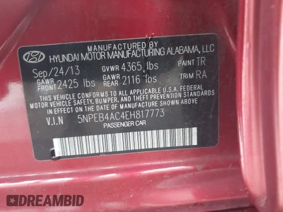 ✅ 2014 Hyundai Sonata GLS • VIN: 5NPEB4AC4EH817773 • Лот: 43395525. Опубликован ранее на IAAI с пробегом 124 881 миль. Бесплатный доступ к архиву аукционных продаж из США и подробный отчёт об истории автомобиля на DreamBid. Изображение 9.