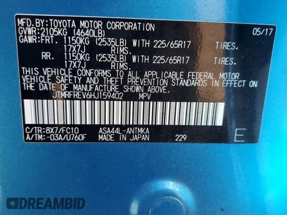 ✅ 2017 Toyota RAV4 XLE • VIN: JTMRFREV6HJ159402 • Lot: 86409665. Wystawiony na Copart z przebiegiem 151 511 mil. Bezpłatny archiwum sprzedaży aukcyjnych z USA i szczegółowy raport historii pojazdu na DreamBid. Zdjęcie 14.