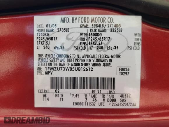 ✅ 2005 Ford Explorer XLT • VIN: 1FMZU73W85UB12612 • Лот: 80882455. Опубликован ранее на Copart с пробегом 214 409 миль. Бесплатный доступ к архиву аукционных продаж из США и подробный отчёт об истории автомобиля на DreamBid. Изображение 13.