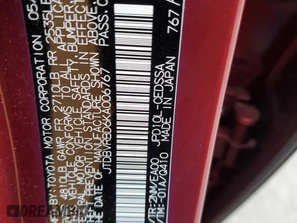 ✅ 2019 Toyota Mirai • VIN: JTDBVRBD6KA006767 • Лот: 90947695. Опубликован ранее на Copart с пробегом 48 964 миль. Бесплатный доступ к архиву аукционных продаж из США и подробный отчёт об истории автомобиля на DreamBid. Изображение 12.