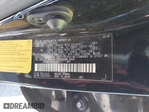 ✅ 2007 Toyota Highlander w/3rd Row • VIN: JTEEW21A270045177 • Lot: 42672472. Wystawiony na IAAI z przebiegiem Nie podano. Bezpłatny archiwum sprzedaży aukcyjnych z USA i szczegółowy raport historii pojazdu na DreamBid. Zdjęcie 9.