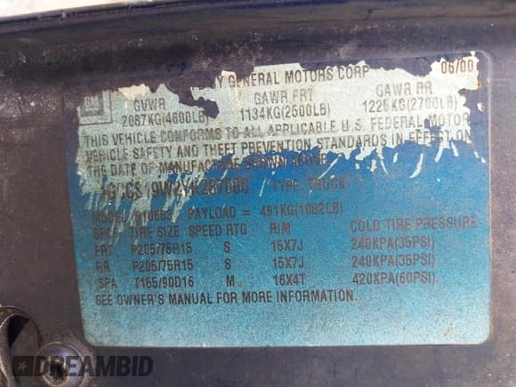 ✅ 2000 Chevrolet S-10 LS • VIN: 1GCCS19W2YK287006 • Лот: 42814156. Опубликован ранее на IAAI с пробегом 216 912 миль. Бесплатный доступ к архиву аукционных продаж из США и подробный отчёт об истории автомобиля на DreamBid. Изображение 9.