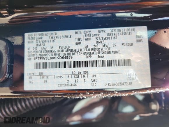 ✅ 2025 Ford F-150 XLT • VIN: 1FTFW3L88SKD64959 • Лот: 70011545. Опубликован ранее на Copart с пробегом 150 миль. Бесплатный доступ к архиву аукционных продаж из США и подробный отчёт об истории автомобиля на DreamBid. Изображение 13.
