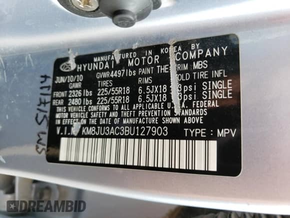 2011 Hyundai Tucson Limited z VIN KM8JU3AC3BU127903, wystawiony jako Copart lot #70695114 z przebiegiem 130 796 mil mil oraz Szkoda całkowita • Salvage title. Historia ofert i sprzedaży dostępna na DreamBid. Obrazek 15.